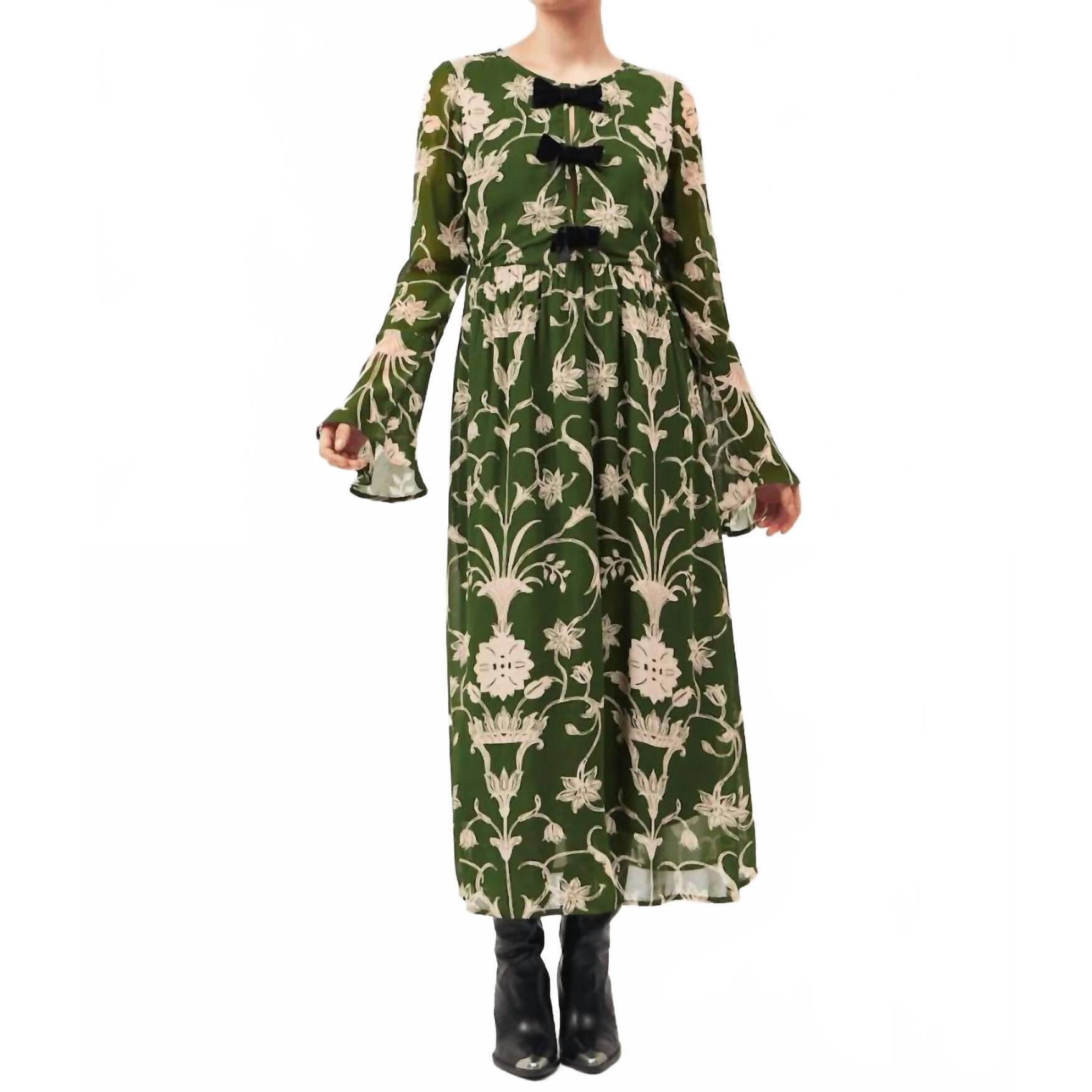 New Beyond By Vera Gwen Midi Dress In Meknes Pine